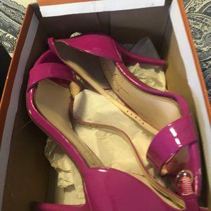 Raspberry Patent Leather Sandals